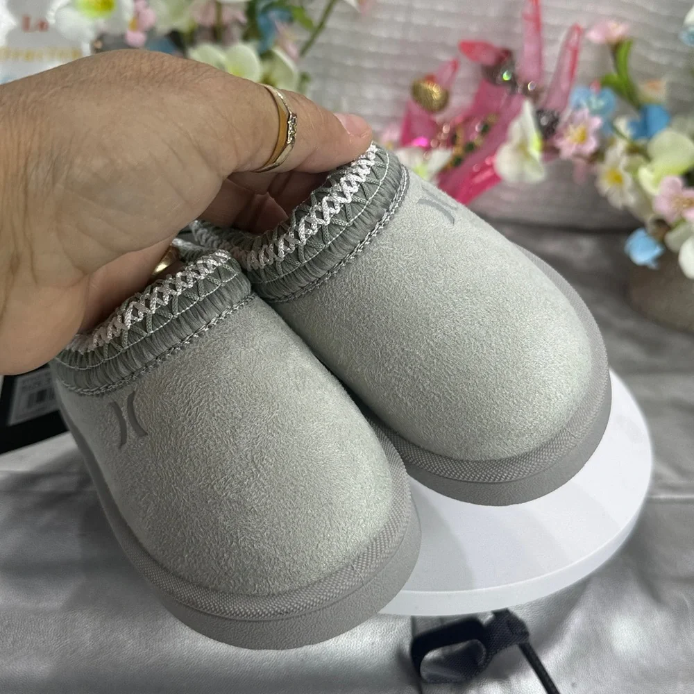(S4)Hurley-Modi Kids' Indoor/Outdoor Slippers,Durable Clogs with Fur Fleece,Sz 5